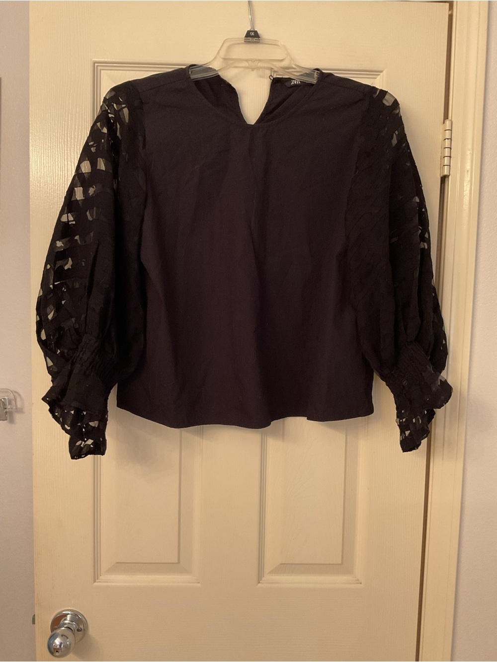 Zara Black Puff Sleeve Blouse